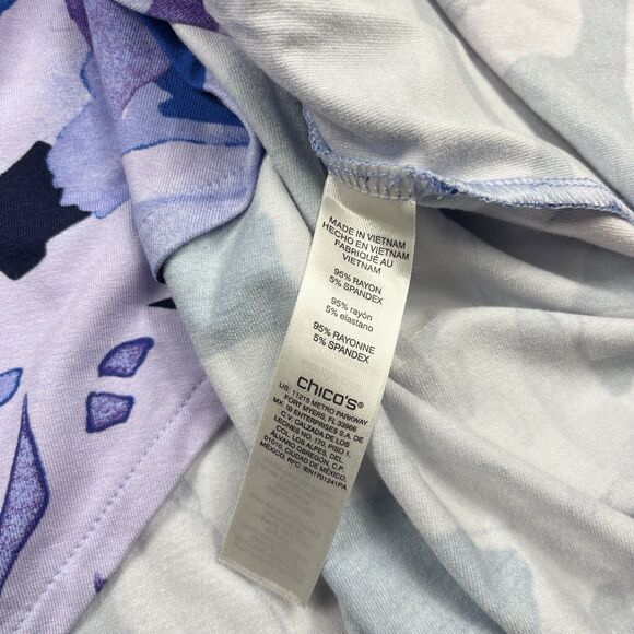 Chicos Midi Sleeveless Dress Floral Asymmetric Hem Stretchy Casual 1 MEDIUM - Picture 8 of 9